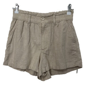 Hollister Women's Sm Beige Ultra High Rise Shorts Linen Blend Festival Resort